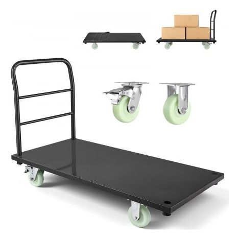 Carro Plataforma Plegable 122 x 61 cm para Trabajo Pesado, Carretilla de Transporte Carga de 907 kg, Carrito Portaequipajes con Plataforma con Ruedas, para Tareas Domésticas, Almacén, Mudanza (1/5)