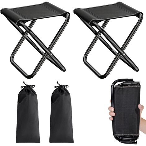 Tabouret Pliant Camping, 2 Pièces, Portable en Oxford 77 kg Chaise Pliante Camping Avec Sac de Rangement, Repose-Pieds Pliable, Pour Jardin, Terrasse & Balcon (1/5)