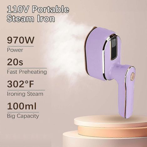 Fer à repasser défroisseur portable, mini défroisseur de voyage compact, fer pliable à 180°, défroisseur portatif de 980 W, séchage à sec. (1/3)