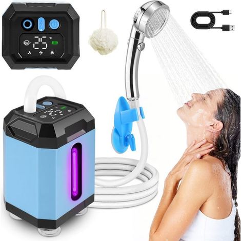 Kit Douche de Camping,TTLIFE Pommeau de Douche avec Affichage Intelligent de Température et Pression d\'eau Réglable