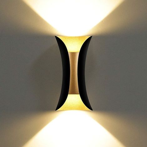 10w Créatif Moderne Applique Murale Led Lampe Murale Imperméable Ip65 Aluminium Lèche-Murs Led Intérieur Extérieur,3000k,Noir + Or