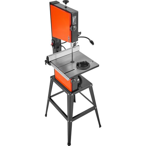 Scie à ruban sur support, 254 mm, scie à ruban d'établi bi-vitesse, 373 W 1/2 CV, hauteur de coupe max 160 mm, table en fonte 335 x 340 mm, lampe de travail 360°, guide d'onglet, guide parallèle, pour (1/5)