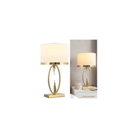 Moderne Métal Lampe à poser,Tissu Abatjour,Lampe de Table pour Salon & Salle à manger,Bureau Chambre Table de Chevet, léger Haut.58Cm ，1x E27