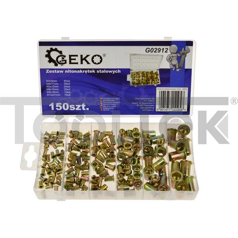 ASSORTIMENTO RICAMBI INSERTI FILETTATI PER RIVETTO ACCIAIO 150pz G02912 (1/4)