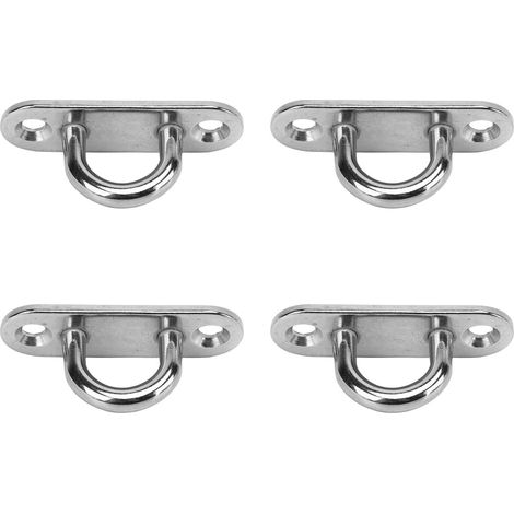 Lot de 4 Supports Murales Ovales en Acier Inoxydable pour Hamac, Voile d'Ombre et Crochet de Plafond (1/5)