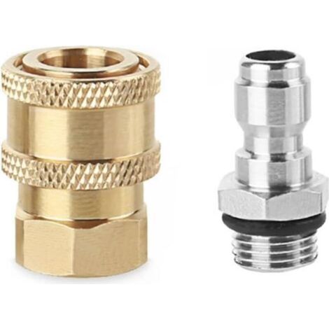 Set mit 2 Hochdruckreiniger-Adaptern, 14 mm M14 x 1,5 auf 1/4 Zoll Schnellkupplungsset, Anschlusszubehör, Hochdruckreinigerpistole für Garten, Rasen, Auto, Wasserflasche (1/5)