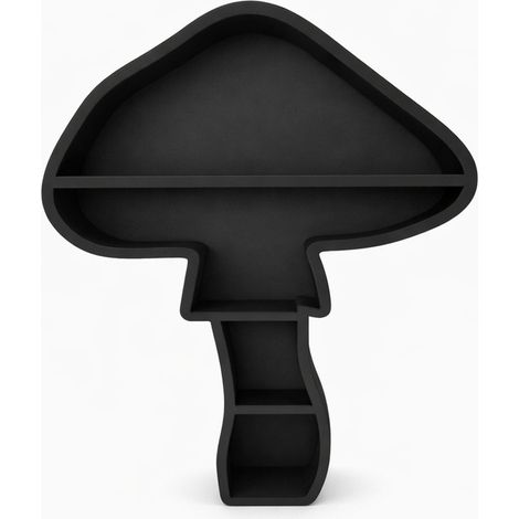 Estante decorativo con forma de hongo, negro, para pared o encimera.