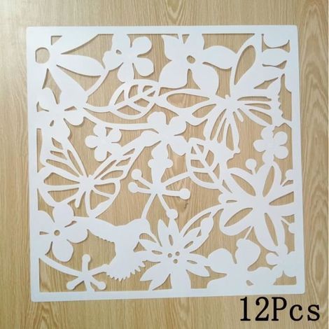 12-Panel Hanging Room Divider - For Home, Hotel, Office, Bar Decor -  40 x 40 cm, White