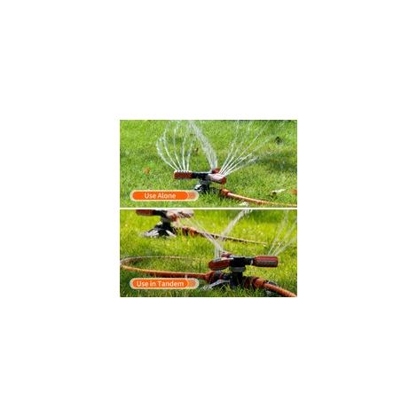 Aspersor de césped giratorio de 360° – Sistema de riego ajustable de 3 brazos, ideal para jardines y patios exteriores.