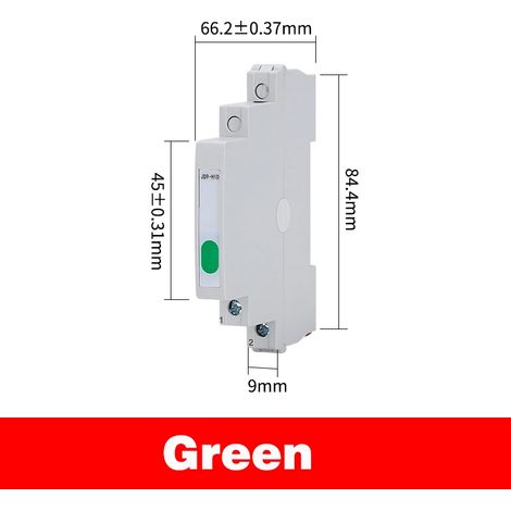 Voyant LED vert (220 V CA/24 V CC) pour montage sur rail DIN. Boîtier de distribution ultra-mince, double/simple, rouge/vert. (1/5)