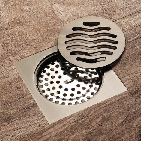 NALOOKAMIC  Vtizikl Drain de Douche 100x100mm Siphon de Sol Carré Laiton Caniveau de Douche Anti-Odeur Drain de Plancher pour Salle de Bain
