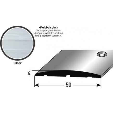 Übergangsprofil "Brecht" / Übergangsschiene / 50 mm, Typ: 145 (Aluminium eloxiert gebohrt / selbstklebend)-silber-1000-seitlich gebohrt