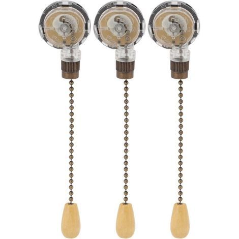 Interruttore a catenella a 3 pezzi per ventilatore a soffitto, ricambio anticorrosione, 250 V 3 A 125 V 6 A per controllo luci a stringa (1/4)