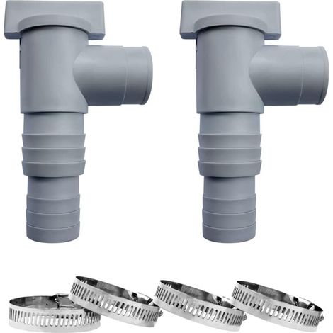 Entretien de la piscine/vanne d'arrêt avec connecteur de tuyau de 32 mm, vanne d'arrêt avec 2 pinces, raccords de piscine à piston à double vanne de dérivation (lot de 2)