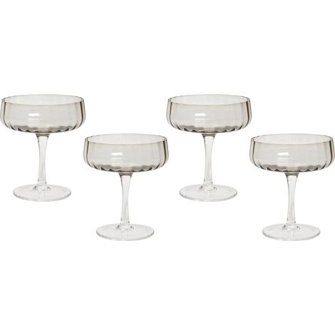 Conjunto de 4 copas Pompadour de champán sopladas a mano gris 17 cl Quartz (1/5)