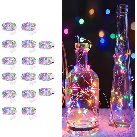 16 pièces 3M couleur LED Guirlande électrique, étanche à l'eau pour le bricolage, fête, lumières d'ambiance, décoration intérieure et extérieure, 4 pièces carrées + 12 pièces plates