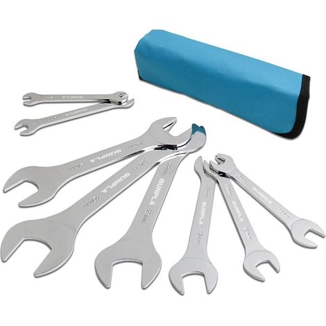 Jeu de 8 clés plates métriques 5.5-27mm ultra-fines avec pochette bleue (1/5)