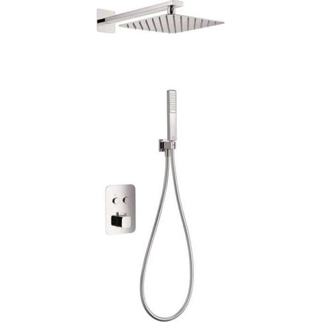 Set colonna doccia monocomando con asta estensibile - Asta doccia con doccetta e maniglia - Rubinetteria bagno cromata (1/5)