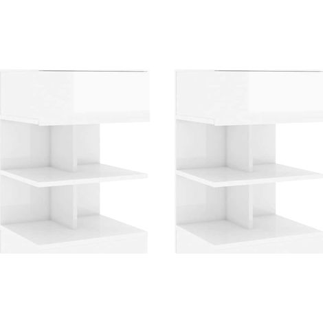 Maison Exclusive - Nachttische 2 Stk. Hochglanz-Weiß 40x35x65 cm (1/5)