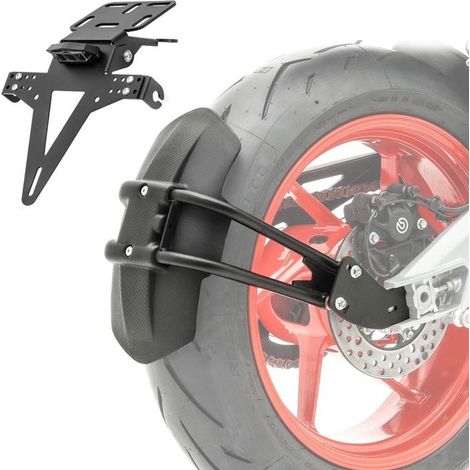 Garde boue arrière moto Set + Support de Plaque Universel éclairage LED LN2