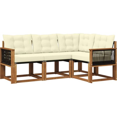 Outdoor Sofa Set with Cushion 4 pcs Natural and Cream vidaXL (1/5)