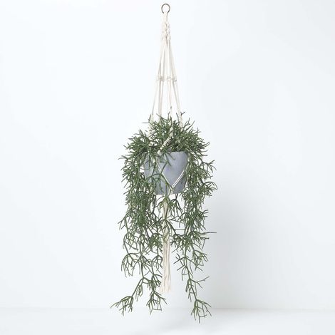 HOMESCAPES Artificial Hanging Basket Green Rhipsalis Plant, 116 cm