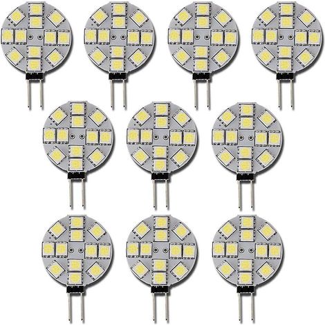Lot de 10 ampoules LED G4 AC/DC 12V non dimmables, blanc 6500K, remplaçant les ampoules halogènes 2W pour cuisine (1/4)