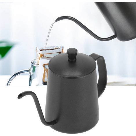 Bouilloire à café 350ml bec d'oignon en acier inoxydable 304 pour thé, cuisine, bureau, hôtel - Noir (1/5)