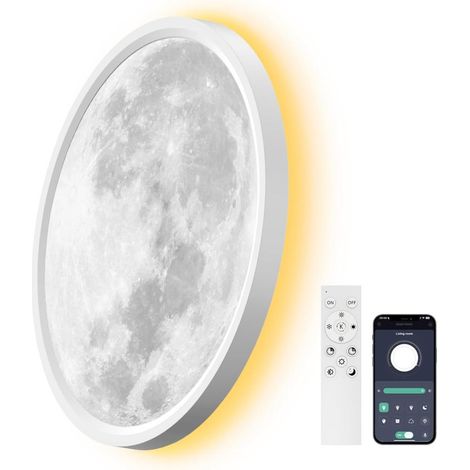 Plafonnier LED Lune 24W Ø30cm, ultra-fin, design moonlight économique top vente top vente top vente (1/5)