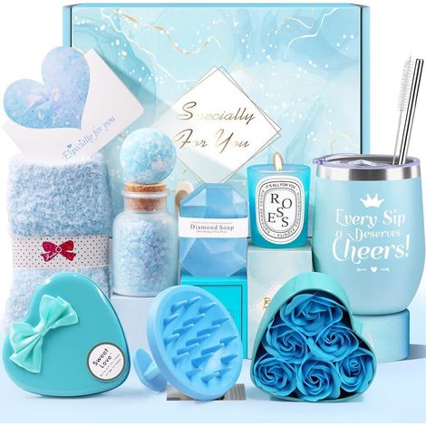 Coffret cadeau 10 pièces pour femme, tasse isotherme, massage cuir chevelu, bougie, sels de bain (1/5)