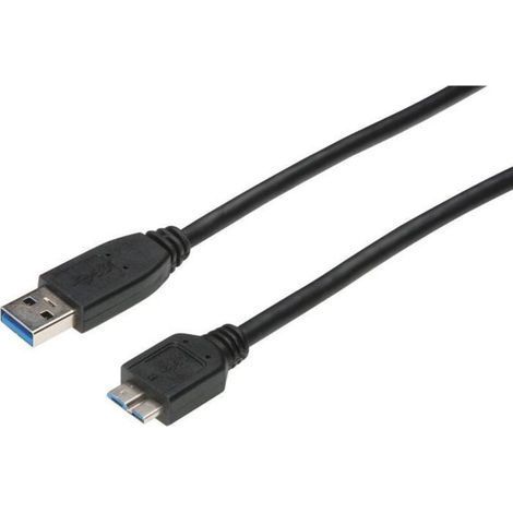 Cavo USB - Marca - 3.0 da maschio A a maschio Micro-B - Tripla schermatura - 1 m - Nero (1/3)