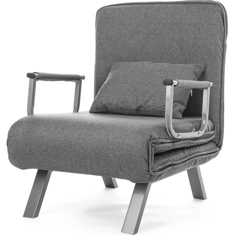 3-in-1 Sofa Bed Chair, Convertible Adjustable Folding 5 Position Sleeper Chair Beds with Back, Upholstered Seat Single Flip Chairs Leisure Floor Couch for Small Space/Apartments (Flax Gray)