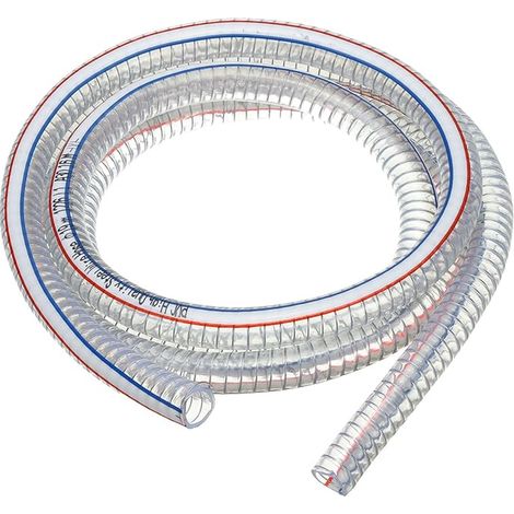 PATIKIL 13/16"/20mm ID Reinforced Hose with Metal Wire 2 Metres, High Pressure Chemical Resistant PVC Vinyl Suction Hose with Steel Wire Spiral, Transparent (1/5)