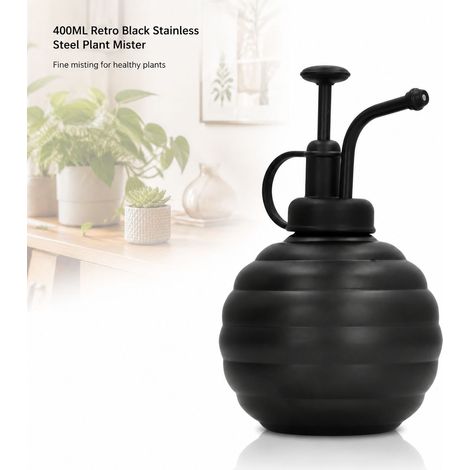 Pulvérisateur 400ml - Acier Inoxydable - Noir - Brumisateur Plantes d'Intérieur Jardin Design Vintage Robuste (1/5)