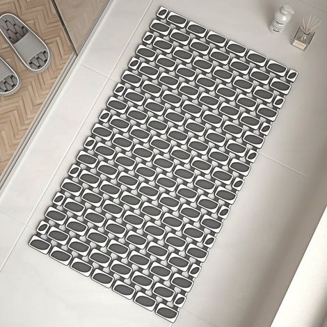 Alfombrilla antideslizante para bañera con ventosas, lavable a máquina, fácil de cortar, color gris oscuro. (1/5)