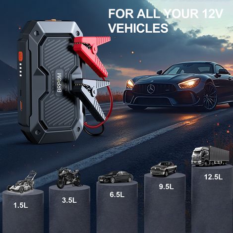 Boosteur de batterie lithium 5000A 15800mAh – Démarreur universel pour moteurs essence/diesel jusqu’à 8.0L, pour voiture, moto, camionnette, SUV (1/5)