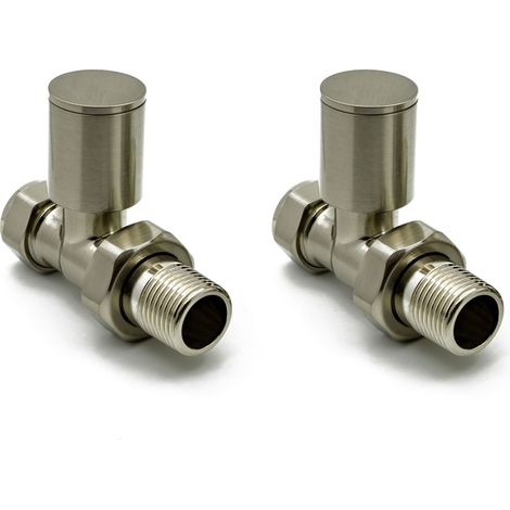 Reina Portland Straight Radiator Valves Pair 15mm - Brushed