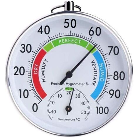 Intérieur Extérieur Forme Ronde Thermomètre Température Jardin hygromètre Testeur Com able Météo Humidité Mètres