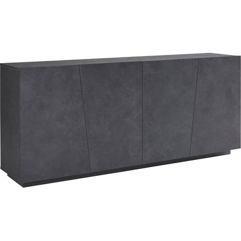 Dmora Credenza moderna a 4 ante, Made in Italy, Madia da cucina, Buffet di design da soggiorno, cm 200x43h86, colore Grigio Ardesia, con imballo rinforzato (1/4)