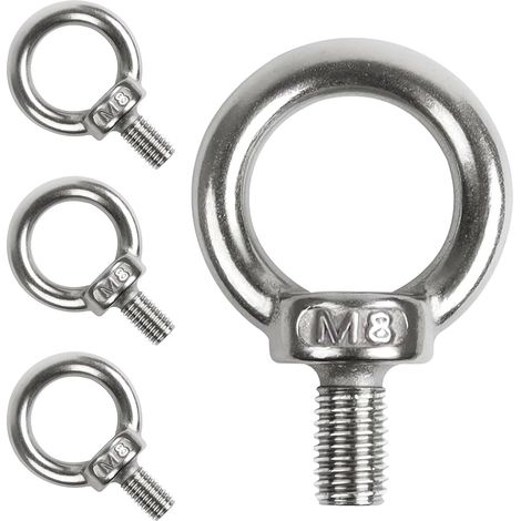 4 Pièces Boulons à Oeil Ronds M8 en Acier Inoxydable 304, Boulons à Oeil Ronds M8, Boulon àœil Filetage Mâle, pour Suspendre des Ornements, des Supports de Balançoire, et Plus Encore (M815mm) (1/5)