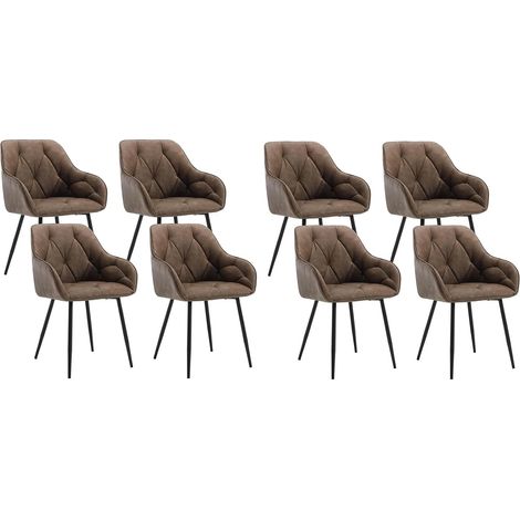 WOLTU 8x Dining Chairs Faux Leather and Metal Legs for Lounge, Office, Dressing Table - Dark Brown (1/5)