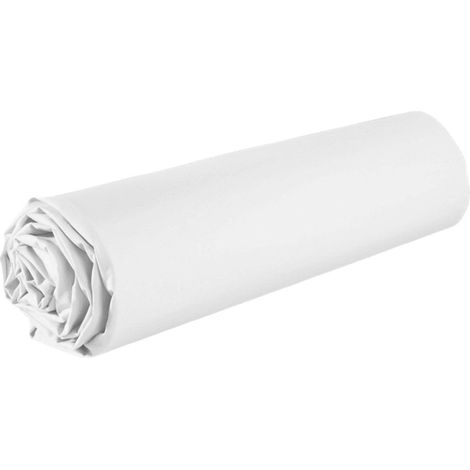 Drap housse 90x190 bonnet 35cm 100% coton blanc - VITALIA (1/3)