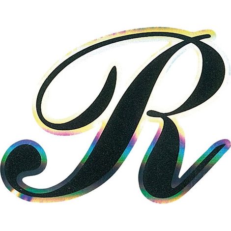 Adesivo Monogramma Lettera R, Nero Metallescente (1/4)