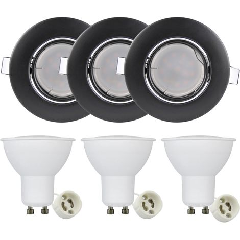 Polux OLIN faretti incasso tondi neri 3x GU10 3000K (1/5)
