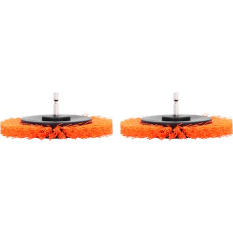 Lot de 2 têtes de brosse de 8,9 cm (3,5 pouces) pour perceuse électrique, embout durable pour la décoration de tapis, couleur orange. (1/5)