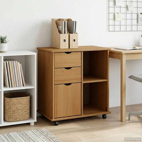 vidaXL Mobile con Ruote con ruota Marrone miele 63,5 x 39 x 65,5