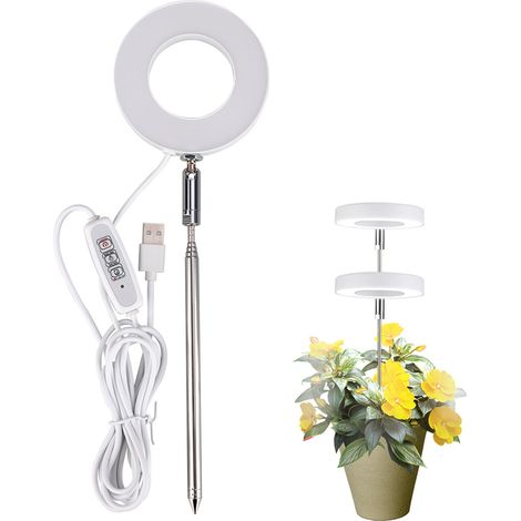 1 Lampe de croissance LED, spectre complet, minuterie 3/9/12 h, hauteur réglable, pour plantes d'intérieur (1/5)
