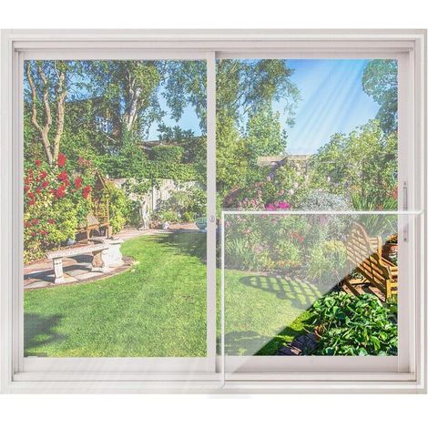 Moustiquaire de fenêtre 150 x 180 cm, lot de 1, moustiquaire en tulle à mailles fines, anti-mouches – Blanc