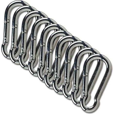Mousqueton De Sport 8mm - Acier Chromé Robuste - Pour Escalade Et Randonnée - Lot De 5 Paires (1/5)