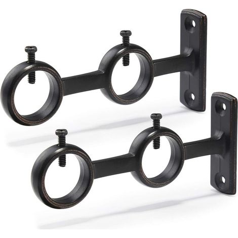 Lot de 2 supports de tringle à rideaux double crochets – Aluminium haute qualité – Profondeur 13,5 cm – Capacité jusqu'à 9 kg (1/5)
